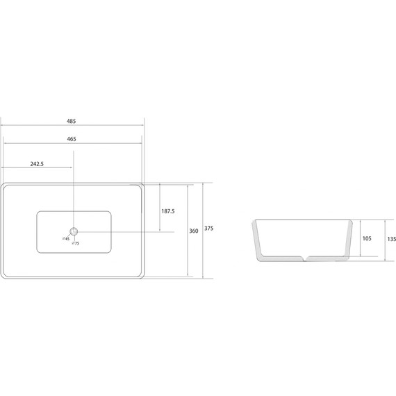 Раковина-чаша Abber Rechteck 48 см AC2212, белый фото 4