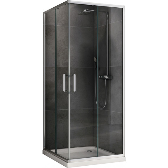 Душевое ограждение Abber Schwarzer Diamant 80x80 см AG020805, хром/прозрачное фото 