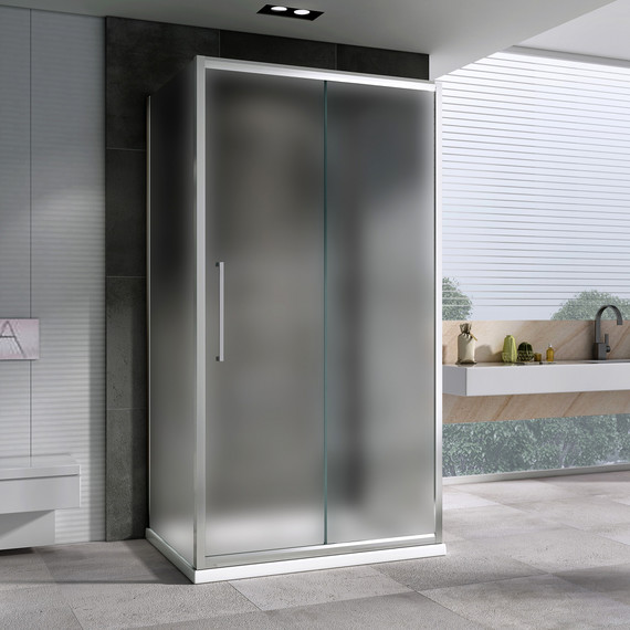 Душевое ограждение Abber Schwarzer Diamant 100x85 см AG30100MH-S85M-S85M, хром/матовое фото 2