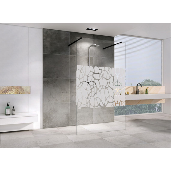 Душевая перегородка Abber Immer Offen 100 см AG68100BF8 (стекло 8 мм) с кронштейном, черный/узор фото 2