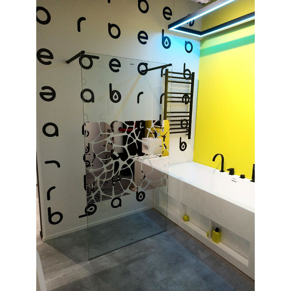 Душевая перегородка Abber Immer Offen 100 см AG68100BF8 (стекло 8 мм) с кронштейном, черный/узор фото 3