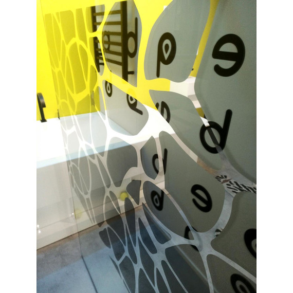 Душевая перегородка Abber Immer Offen 100 см AG68100BF8 (стекло 8 мм) с кронштейном, черный/узор фото 5