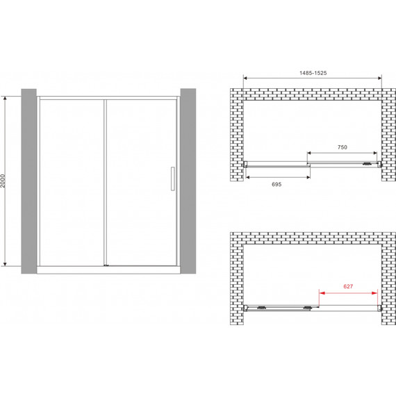 Душевая дверь Abber Komfort 150 см AG93150 (стекло 8 мм), хром/прозрачное - 3 Душевая дверь Abber Komfort 150 см AG93150 (стекло 8 мм), хром/прозрачное фото 3
