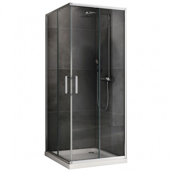 Душевое ограждение Abber Schwarzer Diamant 90x90 см AG020905, хром/прозрачное фото 