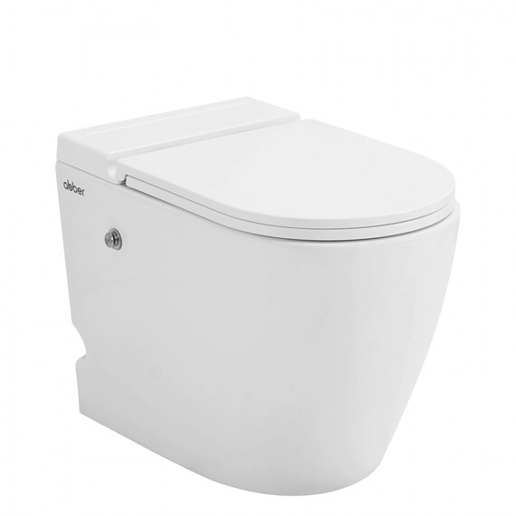 Унитаз приставной безободковый импульсный Abber Bequem AC1115P с крышкой микролифт (выпуск горизонтальный) фото 