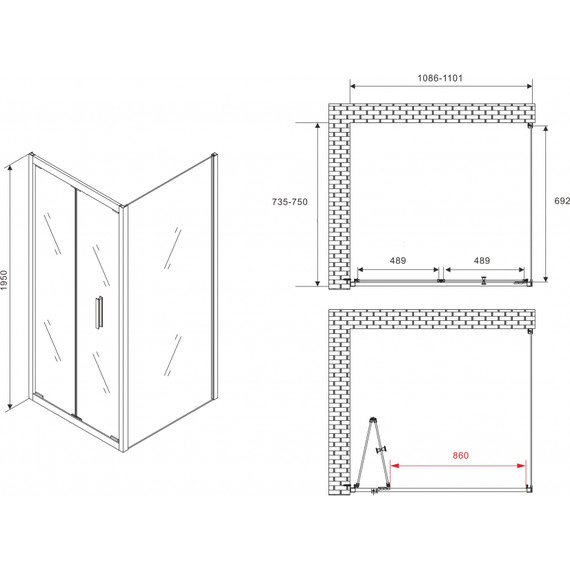 Душевое ограждение Abber Sonnenstrand 110х75 см AG07110-S75, хром/прозрачное фото 4
