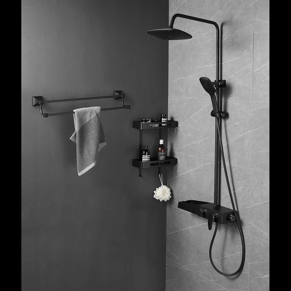 Душевая стойка Azario AZ-801-2B, чёрный матовый, Цвет производителя: чёрный матовый фото 5