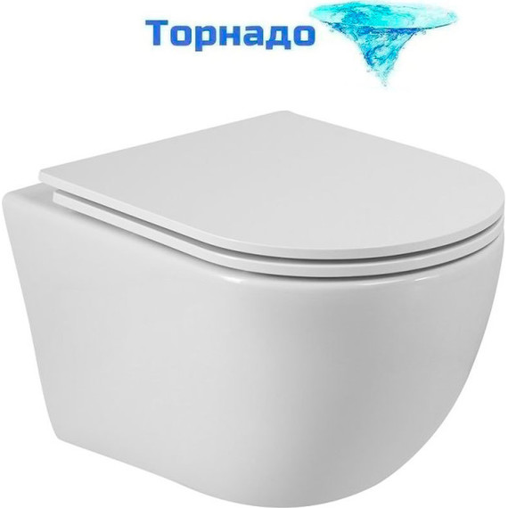 Унитаз подвесной безободковый Cezares Relax-Tor CZR-38088-49-TH-TOR/SC с крышкой микролифт (система смыва Торнадо) фото 