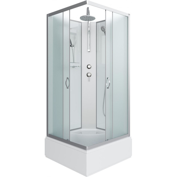 Душевая кабина Niagara Classic 90x90 см NG-1108-14BKT, серебро/матовое (безсиликоновая сборка) фото 