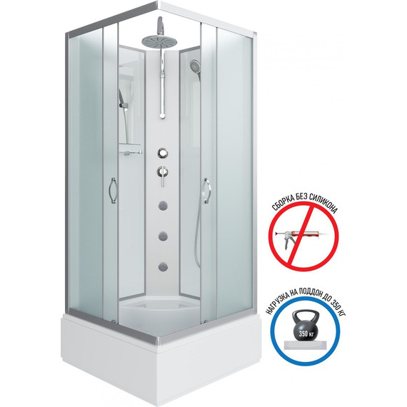 Гидробокс Niagara Classic 90x90 см NG-1108-14BKTG, серебро/матовое (безсиликоновая сборка) - 2 Гидробокс Niagara Classic 90x90 см NG-1108-14BKTG, серебро/матовое (безсиликоновая сборка) фото 2