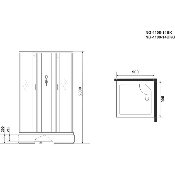 Гидробокс Niagara Classic 90x90 см NG-1108-14BKG, серебро/матовое (безсиликоновая сборка) фото 4