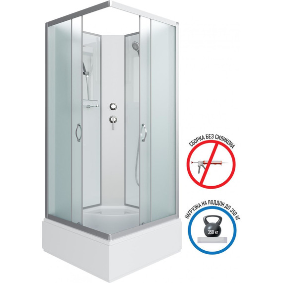 Душевая кабина Niagara Classic 90x90 см NG-1108-14BK, серебро/матовое (безсиликоновая сборка) фото 2