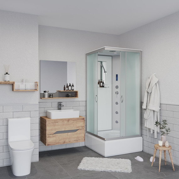 Гидробокс Niagara Classic 90x90 см NG-1108-14F, серебро/матовое (безсиликоновая сборка) фото 3