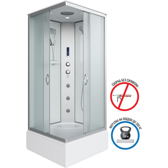 Гидробокс Niagara Classic 90x90 см NG-1108-14F, серебро/матовое (безсиликоновая сборка) фото 2