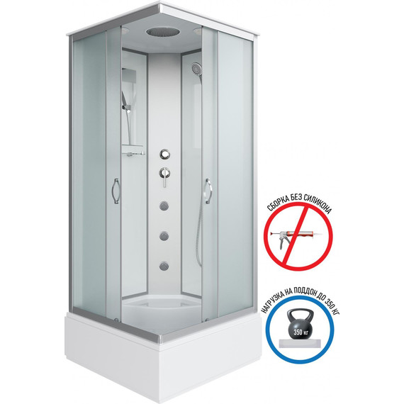 Гидробокс Niagara Classic 90x90 см NG-1108-14G, серебро/матовое (безсиликоновая сборка) фото 2