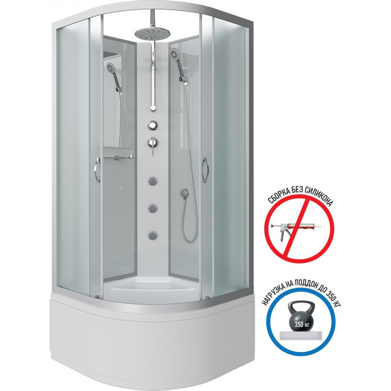 Гидробокс Niagara Classic 100x100 см NG-2309-14BKTG, серебро/матовое (безсиликоновая сборка) фото 2