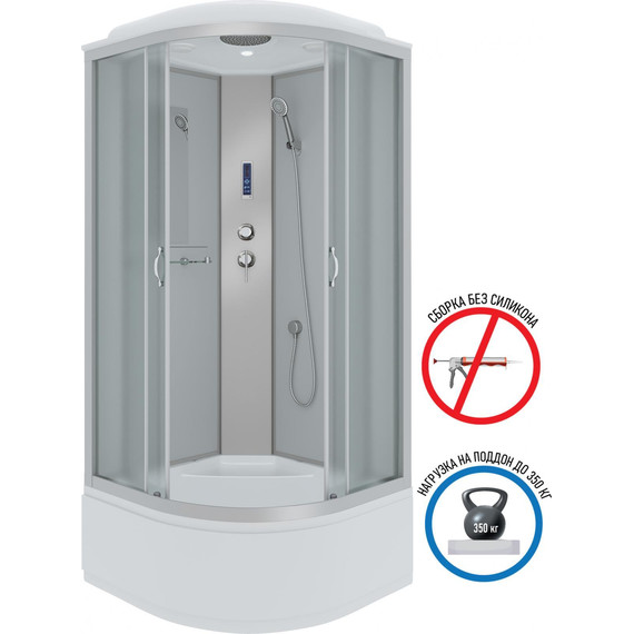 Душевая кабина Niagara Classic 100x100 см NG-2309-14P, серебро/матовое (безсиликоновая сборка) фото 2