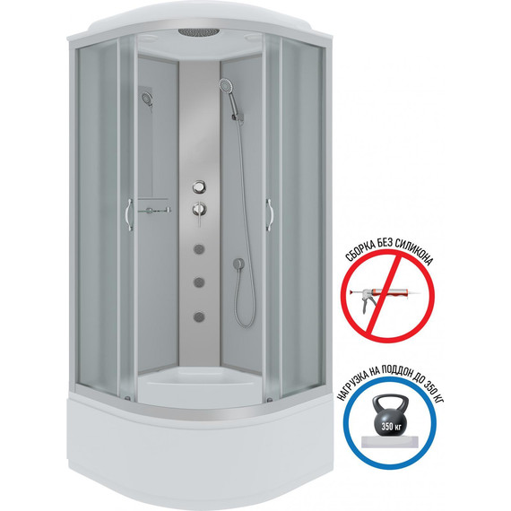 Гидробокс Niagara Classic 100x100 см NG-2309-14G, серебро/матовое (безсиликоновая сборка) фото 2