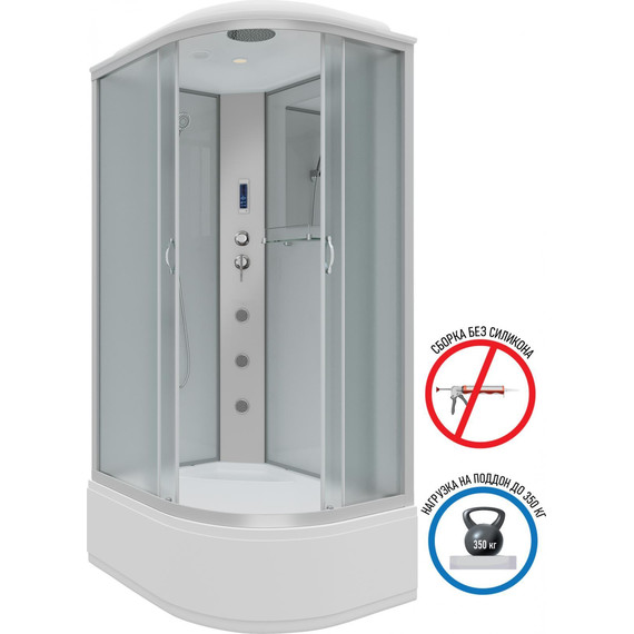 Гидробокс Niagara Classic 120x80 см NG-2310-14LF, серебро/матовое (безсиликоновая сборка) фото 2