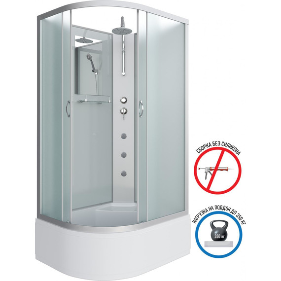 Гидробокс Niagara Classic 120x80 см NG-2310-14RBKTG, серебро/матовое (безсиликоновая сборка) - 2 Гидробокс Niagara Classic 120x80 см NG-2310-14RBKTG, серебро/матовое (безсиликоновая сборка) фото 2