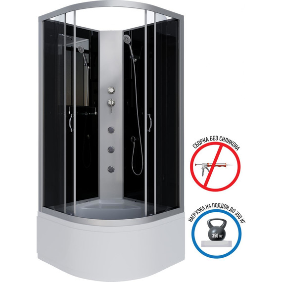 Гидробокс Niagara Classic 100x100 см NG-2509-14BKG, серебро/тонированное фото 2