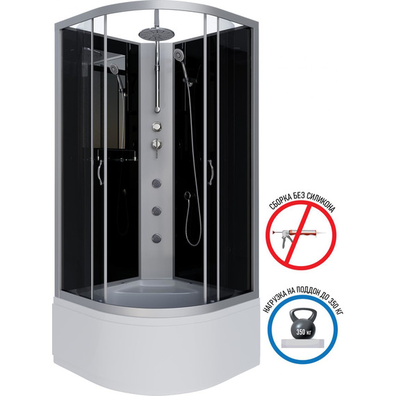 Гидробокс Niagara Classic 100x100 см NG-2509-14BKTG, серебро/тонированное (безсиликоновая сборка) фото 2