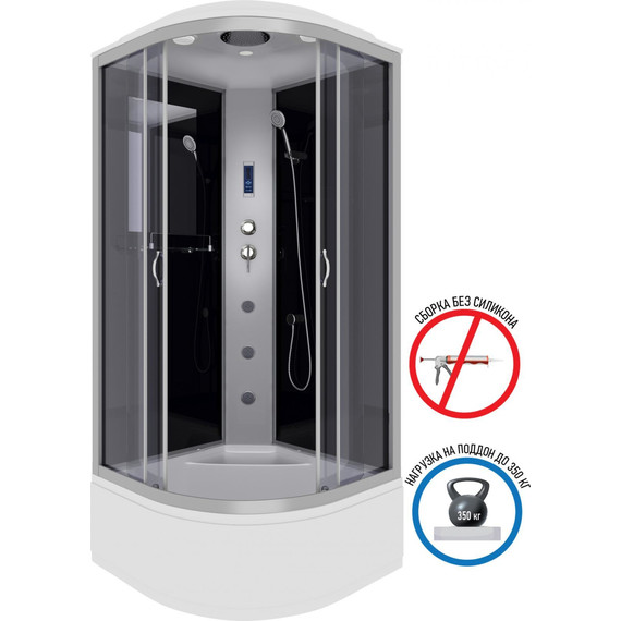 Гидробокс Niagara Classic 100x100 см NG-2509-14F, серебро/тонированное (безсиликоновая сборка) - 2 Гидробокс Niagara Classic 100x100 см NG-2509-14F, серебро/тонированное (безсиликоновая сборка) фото 2