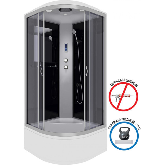 Душевая кабина Niagara Classic 100x100 см NG-2509-14P, серебро/тонированное (безсиликоновая сборка) фото 2