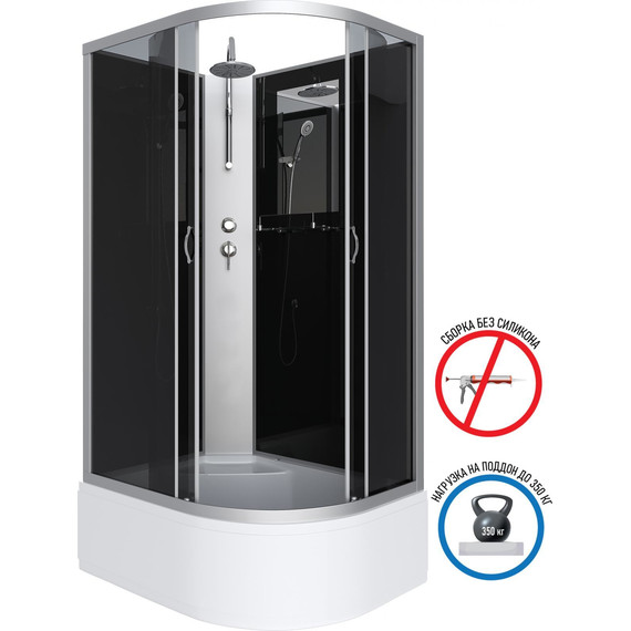 Душевая кабина Niagara Classic 120x80 см NG-2510-14LBKT, серебро/тонированное (безсиликоновая сборка) фото 2