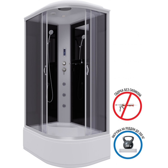 Гидробокс Niagara Classic 120x80 см NG-2510-14LF, серебро/тонированное (безсиликоновая сборка) фото 2