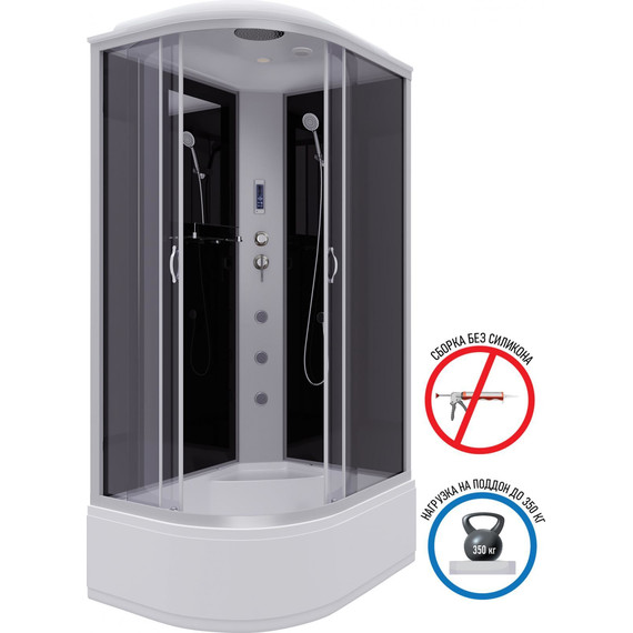 Гидробокс Niagara Classic 120x80 см NG-2510-14RF, серебро/тонированное (безсиликоновая сборка) фото 2