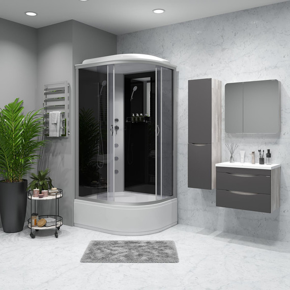 Гидробокс Niagara Classic 120x80 см NG-2510-14LG, серебро/тонированное (безсиликоновая сборка) фото 3