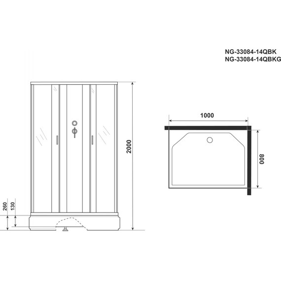 Гидробокс Niagara Classic 100x80 см NG-33084-14QBKG, серебро/матовое (безсиликоновая сборка) - 4 Гидробокс Niagara Classic 100x80 см NG-33084-14QBKG, серебро/матовое (безсиликоновая сборка) фото 4