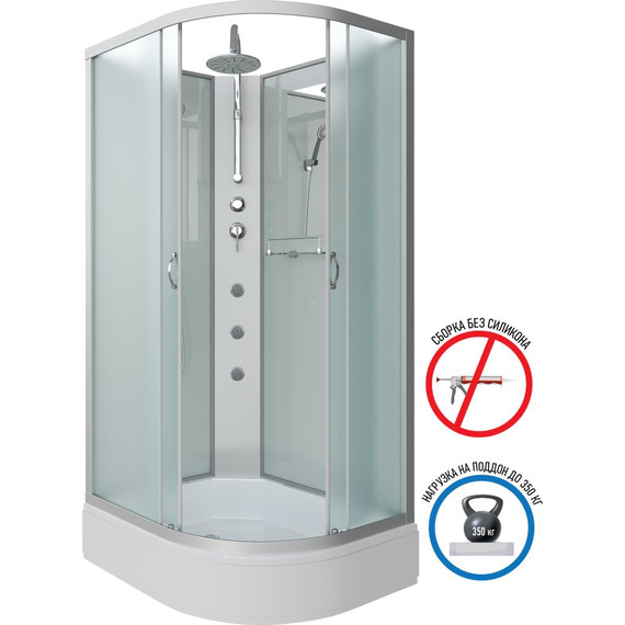 Гидробокс Niagara Classic 100x90 см NG-33094-14LBKTG, серебро/матовое (безсиликоновая сборка) фото 2