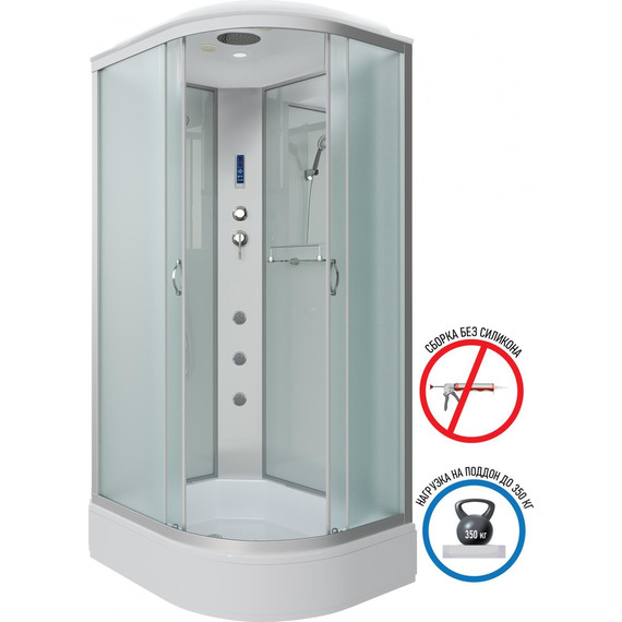 Гидробокс Niagara Classic 100x90 см NG-33094-14LF, серебро/матовое (безсиликоновая сборка) фото 2