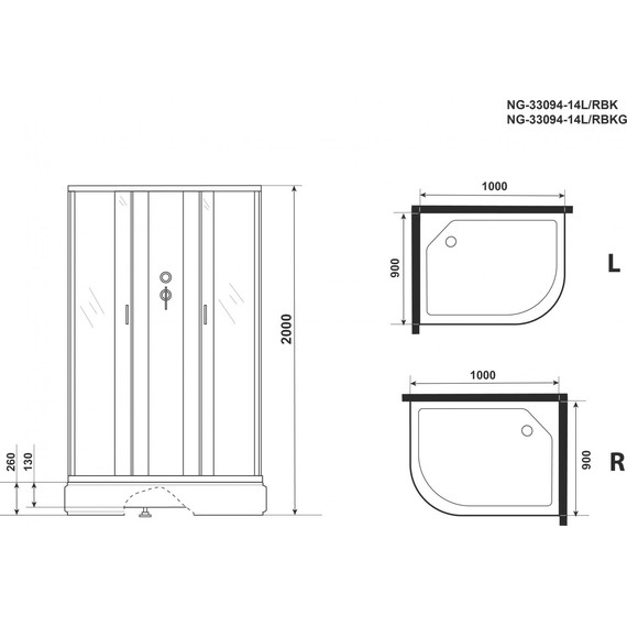 Гидробокс Niagara Classic 100x90 см NG-33094-14RBKG, серебро/матовое (безсиликоновая сборка) фото 4