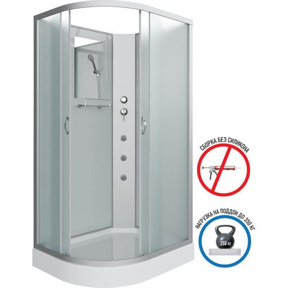 Гидробокс Niagara Classic 120x80 см NG-3312-14RBKG, серебро/матовое (безсиликоновая сборка) - 2 Гидробокс Niagara Classic 120x80 см NG-3312-14RBKG, серебро/матовое (безсиликоновая сборка) фото 2