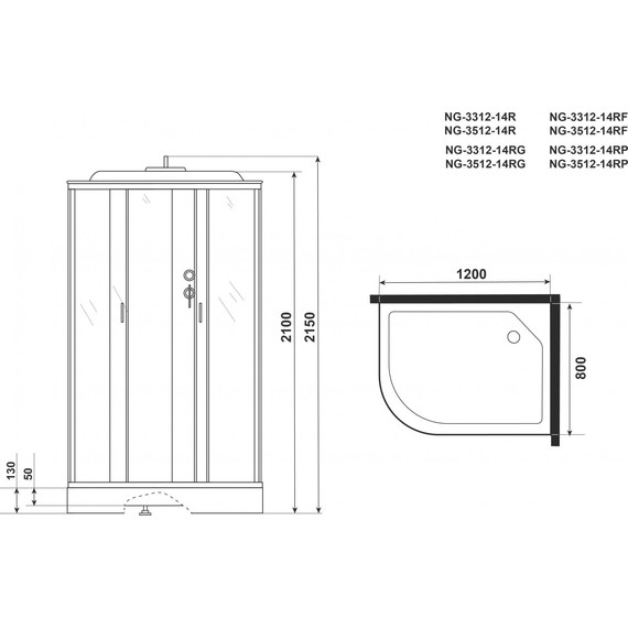 Гидробокс Niagara Classic 120x80 см NG-3312-14RG, серебро/матовое (безсиликоновая сборка) - 4 Гидробокс Niagara Classic 120x80 см NG-3312-14RG, серебро/матовое (безсиликоновая сборка) фото 4