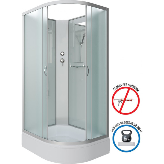 Душевая кабина Niagara Classic 90x70 см NG-33974-14LBK, серебро/матовое (безсиликоновая сборка) фото 2