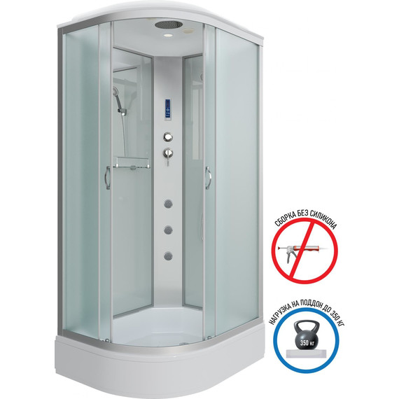 Гидробокс Niagara Classic 90x70 см NG-33974-14RF, серебро/матовое (безсиликоновая сборка) фото 2