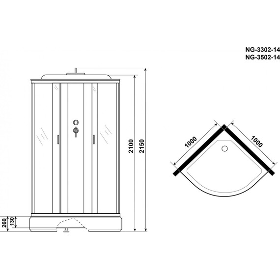 Душевая кабина Niagara Classic 100x100 см NG-3502-14, серебро/тонированное (безсиликоновая сборка) - 4 Душевая кабина Niagara Classic 100x100 см NG-3502-14, серебро/тонированное (безсиликоновая сборка) фото 4