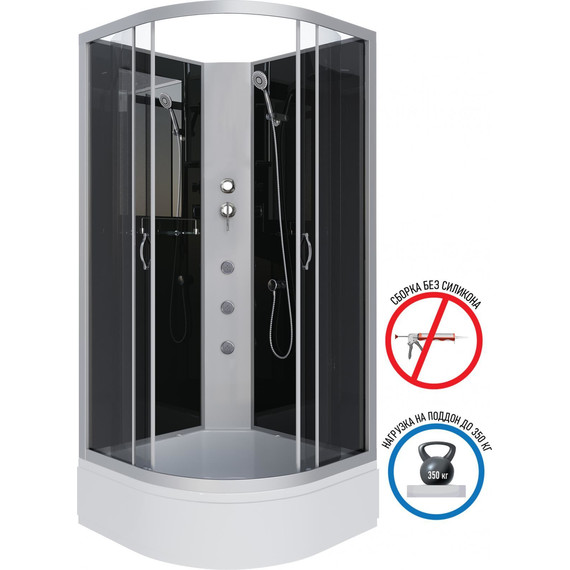 Гидробокс Niagara Classic 100x100 см NG-3502-14BKG, серебро/тонированное (безсиликоновая сборка) фото 2