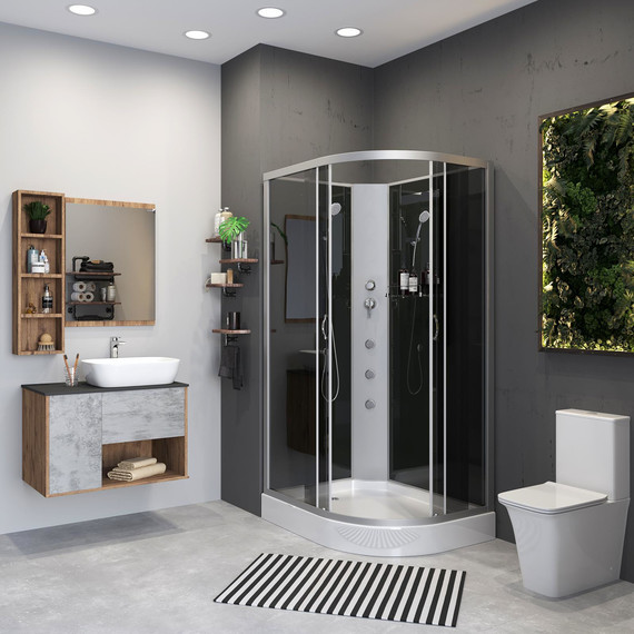 Гидробокс Niagara Classic 120x80 см NG-3512-14LBKG, серебро/тонированное (безсиликоновая сборка) фото 3