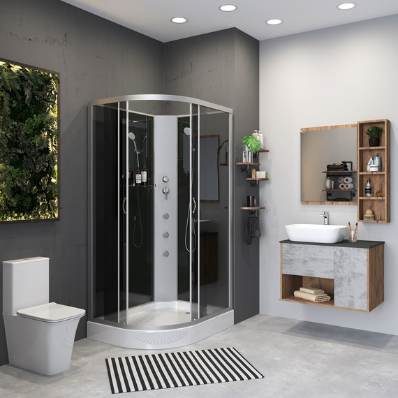 Гидробокс Niagara Classic 120x80 см NG-3512-14RBKG, серебро/тонированное (безсиликоновая сборка) фото 3