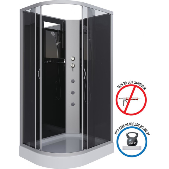 Гидробокс Niagara Classic 120x80 см NG-3512-14RBKG, серебро/тонированное (безсиликоновая сборка) фото 2