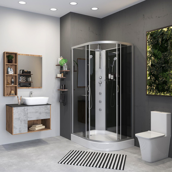 Гидробокс Niagara Classic 120x80 см NG-3512-14LBKTG, серебро/тонированное (безсиликоновая сборка) фото 3