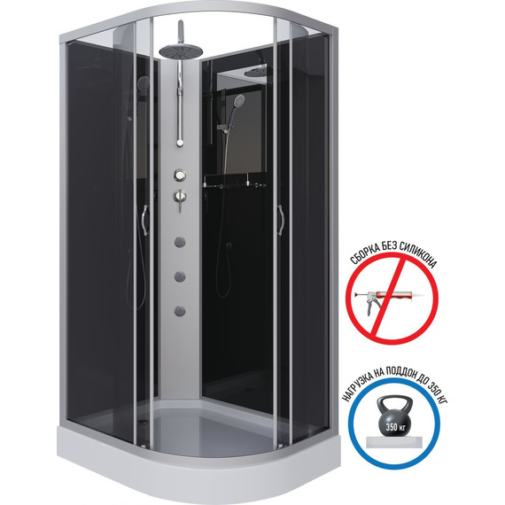 Гидробокс Niagara Classic 120x80 см NG-3512-14LBKTG, серебро/тонированное (безсиликоновая сборка) фото 2