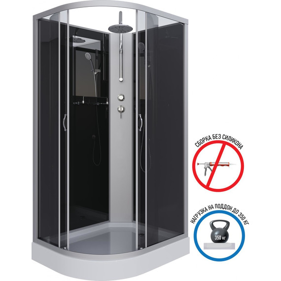 Душевая кабина Niagara Classic 120x80 см NG-3512-14RBKT, серебро/тонированное (безсиликоновая сборка) фото 2