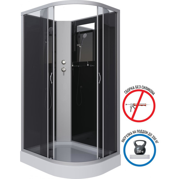 Душевая кабина Niagara Classic 120x80 см NG-3512-14LBK, серебро/тонированное (безсиликоновая сборка) фото 2