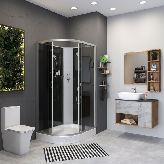 Душевая кабина Niagara Classic 120x80 см NG-3512-14RBK, серебро/тонированное (безсиликоновая сборка) фото 3